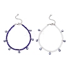 2Pcs 2 Colors 304 Stainless Steel Enamel Blue Evil Eye Tassel Glass Beaded Anklets for Women Men AJEW-AN00754-1