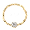 Brass Round Beads Stretch Bracelets for Women BJEW-H640-03B-GP-4
