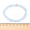 Natural Aquamarine Round Bead Stretch Bracelets for Men Women BJEW-U034-01C-02-5