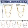 5Pcs 5 Colors Alloy Hanging Chain Brooches FIND-GF0006-85-2