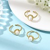 304 Stainless Steel Shell Cuff Open Rings RJEW-JR01111-01-1