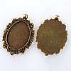 Vintage Tibetan Style Alloy Pendant Cabochon Bezel Settings TIBEP-M018-12AB-NF-2