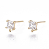 Brass Micro Cubic Zirconia Stud Earring Findings X-KK-N231-02-NF-3