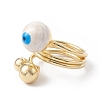 Enamel Round with Evil Eye Finger Rings RJEW-A014-01G-06-2