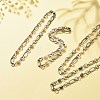 304 Stainless Steel Oval & Ring Link Chains Necklace with Natural Pearl Beaded for Women NJEW-JN03873-3