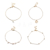 4Pcs 4 Style Alloy Chain Anklets Set SJEW-D009-06KCG-1