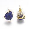 Natural Lapis Lazuli Stud Earrings X-EJEW-L196-03D-2