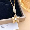 Brass Micro Pave Clear Cubic Zirconia Pendant 304 Stainless Steel Cable Chain Necklaces for Women WGB3057-01-1