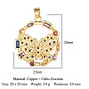 Brass Micro Pave Colorful Cubic Zirconia Pendants ZIRC-OY001-32-G-2