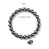 Non-magnetic Synthetic Hematite Round Beads Stretch Bracelets BJEW-PH0001-8mm-22-3