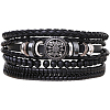 1Pc Cowhide & Imitation Leather Cord Knitted Multi-strand Bracelets AJEW-GF0011-50A-1