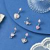 5Pcs 5 Styles Heart Teardrop 304 Stainless Steel Pearl Pink Cubic Zirconia Curved Barbell Belly Rings AJEW-CJ0001-58-6