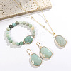 Oval Alloy with Natural Flower Amazonite Pendant Necklaces & Beaded Bracelets & Dangle Earrings Sets WGD3DFC-01-2