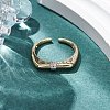 Brass Micro Pave Clear Cubic Zirconia Cuff Finger Rings for Women RJEW-C116-11G-3