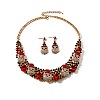 Christmas Santa Claus & Teardrop Alloy Rhinestone Pendant Necklace & Stud Dangle Earrings Sets FS-WG4FF2A-01-5