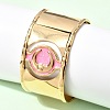 304 Stainless Steel Enamel Cuff Bangles for Women BJEW-B166-02G-1