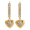 304 Stainless Steel Rhinestone Heart Dangle Stud Earrings EJEW-Q386-03G-4