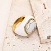 Oval 304 Stainless Steel with Natural Howlite Finger Rings FS-WGC5475-12-2