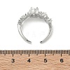Brass Micro Pave Cubic Zirconia Cuff Open Rings RJEW-C163-25B-P-5