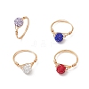 Handmade Polymer Clay Rhinestone Finger Rings for Women RJEW-JR00920-02-2