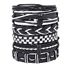 6Pcs 6 Style Adjustable Braided Imitation Leather Cord Bracelet Set with Waxed Cord for Men BJEW-F458-06-1