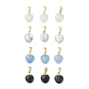 Natural Howlite & Black Onyx(Dyed & Heated) & Aquamarine & Quartz Crystal Heart Charms PALLOY-JF05059-1