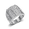 Cross with Jesus Pattern 304 Stainless Steel with Crystal Rhinestone Finger Rings for Men FS-WG78AD7-07-1