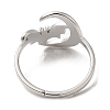 Non-Tarnish 304 Stainless Steel Moon with Bat Adjustable Ring for Women RJEW-M149-04P-2