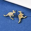 Brass Micro Pave Clear Cubic Zirconia Kangaroo Stud Earrings EJEW-F400-05G-2