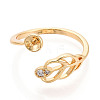 Leaf Brass Micro Pave Cubic Zirconia Cup Peg Ring Settings KK-N274-07G-2