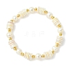 Electroplated Shell Pearl & Brass Beaded Stretch Bracelets for Women BJEW-JB13997-3