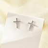 Brass Micro Pave Clear Cubic Zirconia Stud Earrings EJEW-R016-26P-18-2