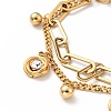 Crystal Rhinestone Knot and Round Ball Charm Multi-strand Bracelet BJEW-G639-08G-2