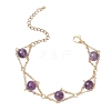 Natural Amethyst Round Beads Link Bracelets for Women BJEW-JB12149-02-2