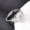 Brass Micro Pave Cubic Zirconia Cuff Open Rings CU-CBA5C10-08P-2
