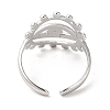 201 Stainless Steel Open Cuff Ring Rhinestone Settings RJEW-E063-40P-3