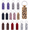 16Pcs 8 Colors Rectangle Leopard Pattern PU Leather Keychains KEYC-TA0001-38-1