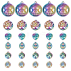30Pcs 6 Styles Hollow Rainbow Color Alloy Pendants FIND-PH0027-91-1