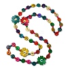 Dyed Natural Coconut Flower & Flat Round Beaded Necklaces NJEW-B088-02-1
