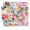 50Pcs Girls Power Theme PVC Sticker Self-adhesive Stickers PW-WG54896-01-1