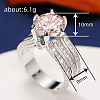 Brass Micro Pave Cubic Zirconia Finger Rings for Women FS-WGB56BB-20-2