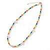 Rainbow Fashion Glass Pearl Bead Necklace Handmade Mixed Color Rice Beads Women. AP1296-2-1