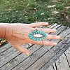 Oval Alloy & Synthetic Turquoise & Natural White Jade Cuff Rings FS-WG97148-01-4