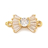 Brass Pave Clear Cubic Zirconia Connector Charms KK-Z072-05G-1