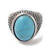 Oval Synthetic Turquoise Cuff Rings RJEW-B107-15AS-01-3