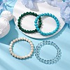 4Pcs Constellation 8mm Round Synthetic Turquoise & Quartz Crystal & Malachite & Magnesite Beaded Stretch Bracelets for Women BJEW-JB10634-2