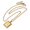 201 Stainless Steel Cable Chain Rectangle with Letter Pendant Necklaces NJEW-M070-01G-C-2