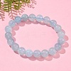 Natural Aquamarine Round Bead Stretch Bracelets for Men Women BJEW-U034-01A-02-2