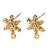 Snowflake Brass Micro Pave Cubic Zirconia Stud Earring Findings KK-B152-04G-1