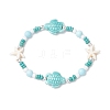 3Pcs Synthetic Turquoise & Porcelain & Dyed Natural Howlite Beads Stretch Bracelets for Women X-BJEW-JB11793-3